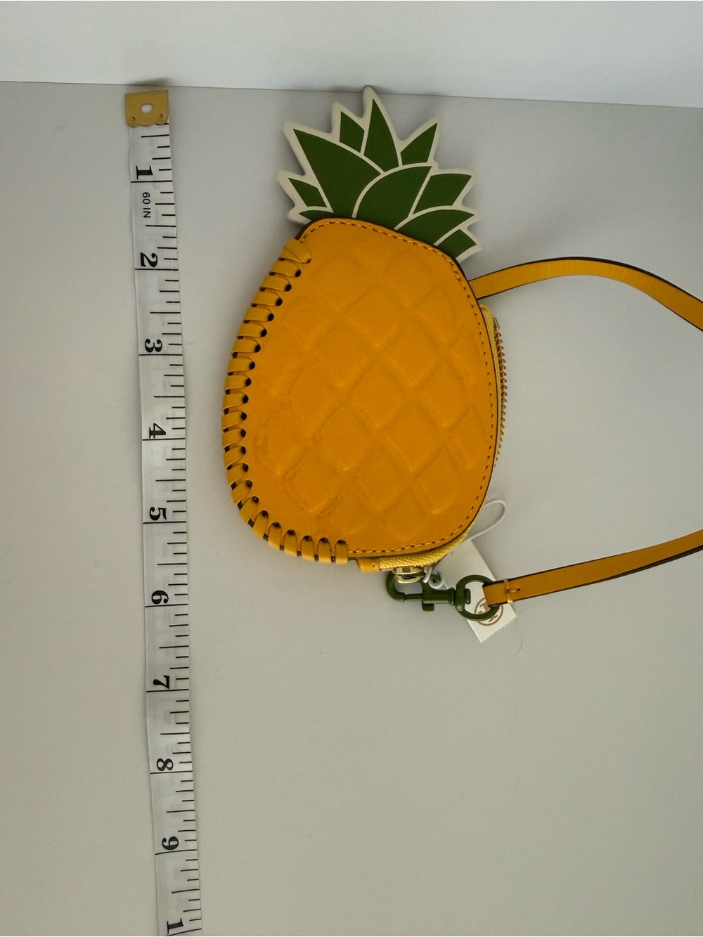 Tory Burch Yellow Pineapple Wristlet with Green Leaf Accent - Picture 4 of 4